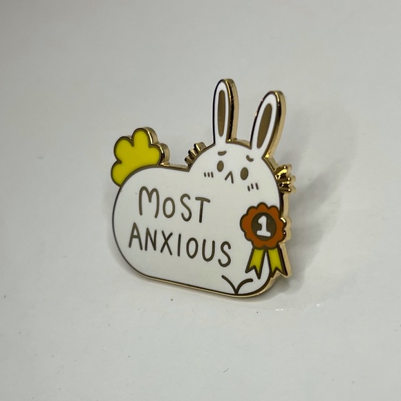 Most Anxious Rabbit enamel pin flair funny award rabbits - Picture 2 of 3